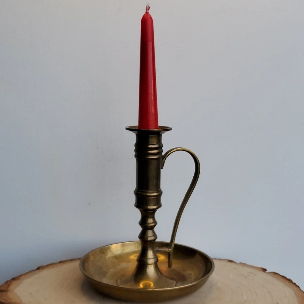 Vintage Solid Brass Chambers Maid Candleholder
